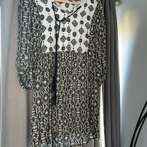 Patterned Oversized Peasant Blouse